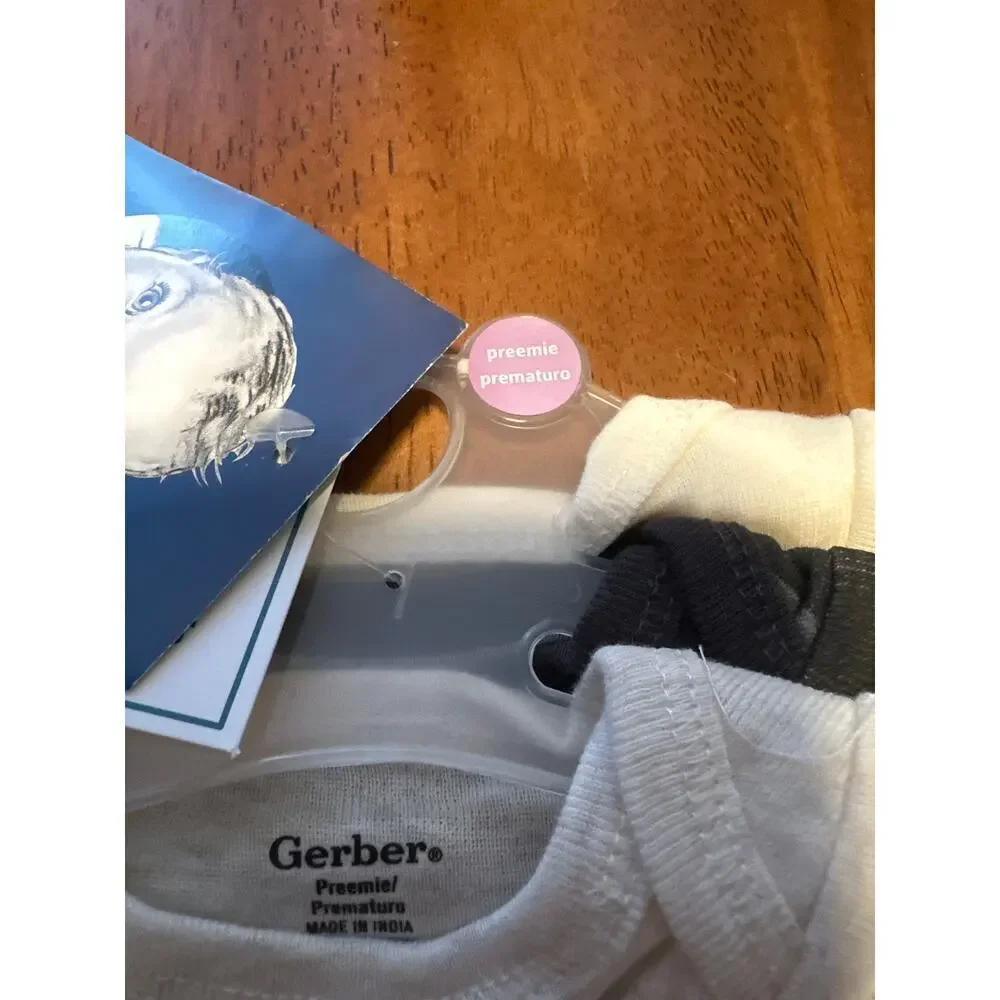 Gerber Preemie Baby Onesies 3-Pack Camping Bear Mountain Organic Cotton Neutral